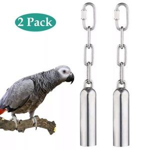 2 Large Stainless Steel Bell Bird Parrot Toy macaw african gray conure cockatoo